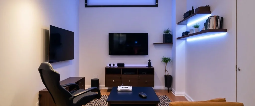 Small Man Cave Ideas That Transform Tiny Spaces gaming small man cave